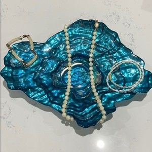 Off white glass bead necklace.